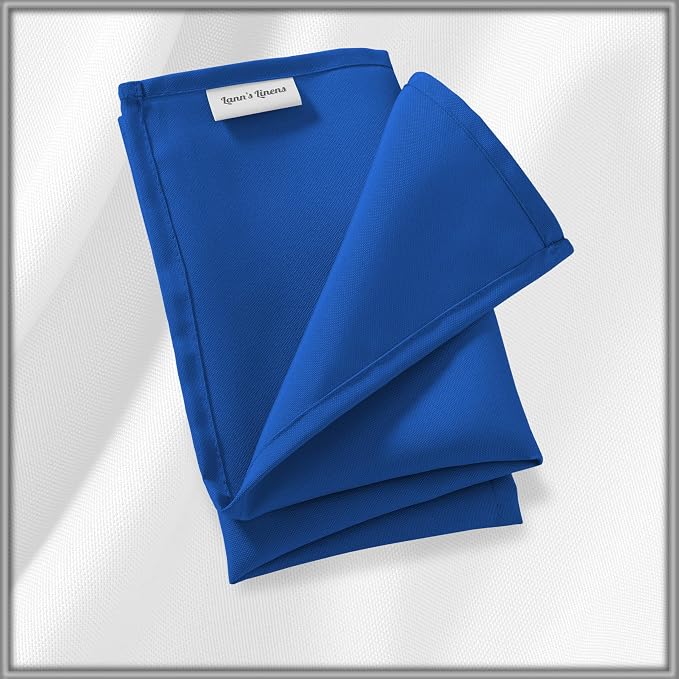 Lann's Linens Set of 12 Cloth Dinner Napkins, 20-inch Polyester Napkins, Washable and Reusable Fabric for Weddings, Hotels, Restaurants - Royal Blue - Image 6