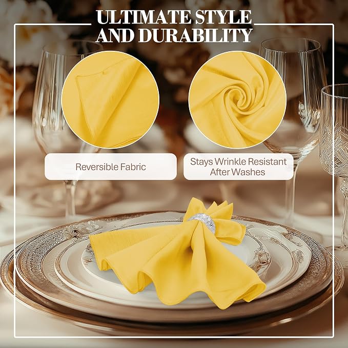 17 x 17-Inch Shantung Satin Cloth Napkins, Gold, Set of 60 - Image 3