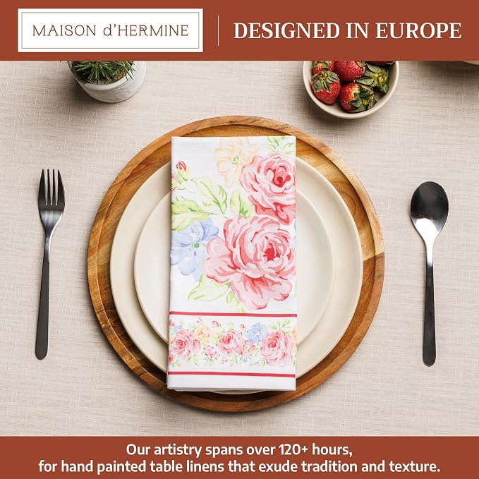 Maison d' Hermine Cloth Napkins Set of 4 Reusable 100% Cotton (20" x 20") | Everyday Square Napkins Cloth Washable Dinner Party Wedding Restaurant Hotel Kitchen Spring Summer - Vintage Floral - Image 2