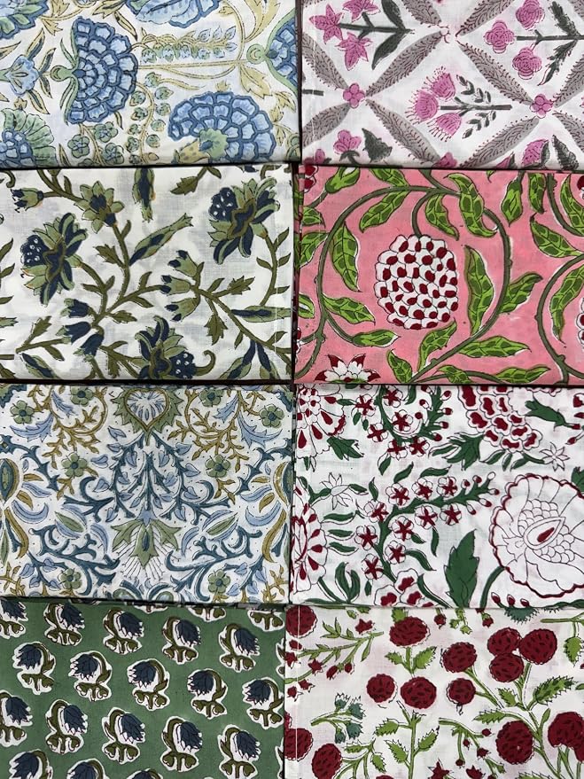 Napkins, Kitchen Towels, Table Decor, Table Linen, Cotton Cloth Border Napkins, Size 18"x 18", Hand Block Print Lunch, Dinner Napkins (Random Mix, Set of 8-18x18 Inch) - Image 10