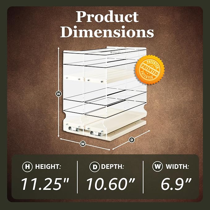 Adjustable Spice Rack Drawer - Pull Out Cabinet Organizer - Kitchen and Pantry Organizers and Storage - Spice Caddy - 2 Drawers, 3 Upper Tier (6.9" W x 11.25" H x 10.6" D, Cream) - Image 4