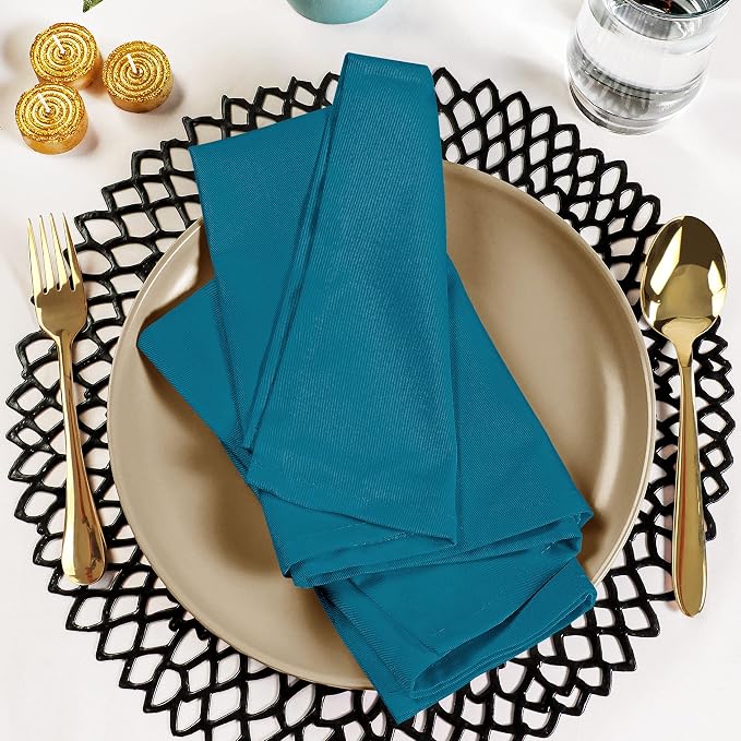 Utopia Kitchen Cotton Blend Teal Cloth Napkins [12 Pack, 18x18 Inch] | Absorbent Washable and Reusable for Dinner, Restaurant, Lunch, Wedding and Hotel - Image 8