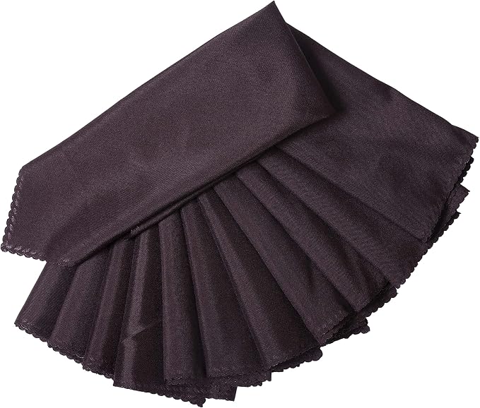 Pack of 25 Polyester Napkins 17 x 17 Inch Square with Scalloped Edge, Plain Washable Reusable Dining Table Cloth Napkin for Wedding Party Banquet Home Restaurant Bistro Decoration - Plum - Image 2