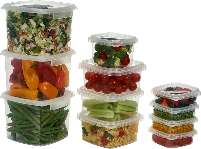 16-oz. Square Clear Deli Containers with Lids , Tamper-Proof BPA-Free , Take Out Food Storage Containers Space Saver Airtight Meal Prep Container , 25Pack - Image 2