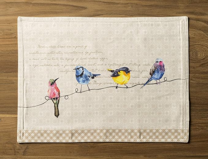 Maison d' Hermine Birdies on Wire Bundle Set 100% Cotton Set of 4 Napkins (20 Inch by 20 Inch) and Set of 4 Place Mats (13 Inch by 19 Inch) - Image 4