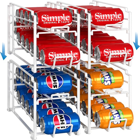Simple Houseware 4-Pack Soda Can Stackable Rack Dispenser Organizer, White | for Pantry/Refrigerator by SimpleHouseware