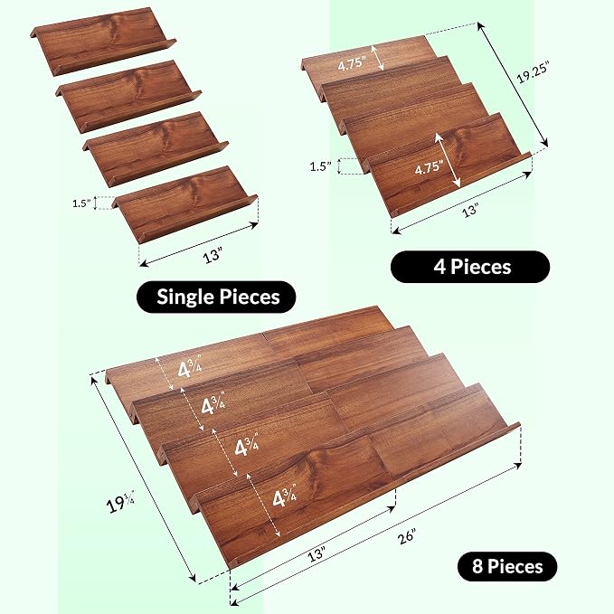 Tinamo Acacia Wooden Spice Rack Organizer for Cabinet - Spice Drawer Insert, Spice Organization for Cabinet, Seasoning Organizer, 4-Tier Spice Jar Rack for Drawer, Spice Holder Pack of 8 (64 Jars) | Acacia Wood Construction, No assembly, Stackable 4-tr... - Image 3