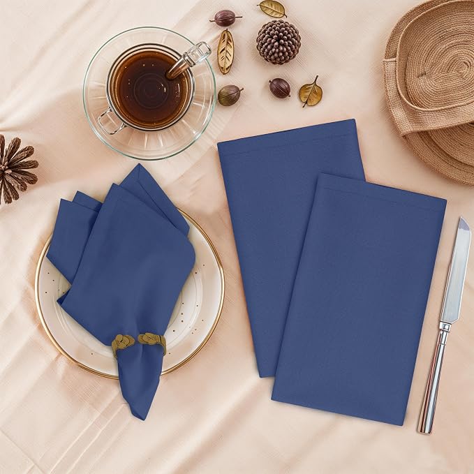 Ruvanti Cloth Napkins Set of 12, 18x18 Inches, 100% Cotton, Washable, Soft & Absorbent, Perfect for Wedding, Christmas, ‎Thanksgiving Dinners - Bijou Blue - Image 2