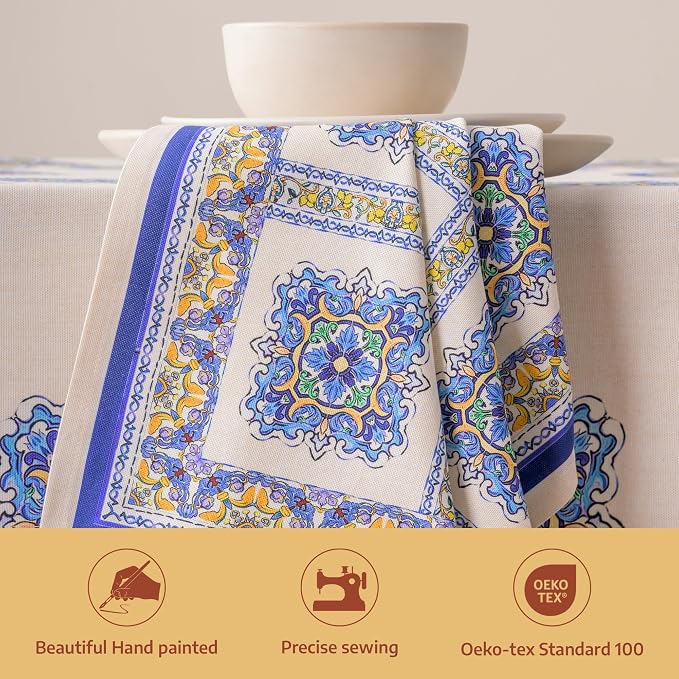 Maison d' Hermine Cloth Napkins Set of 4 100% Combed Cotton (20" x 20") | Everyday Square Napkins Cloth Washable Dinner Party Wedding Restaurant Hotel Kitchen Spring Summer - Sciacca - Image 2