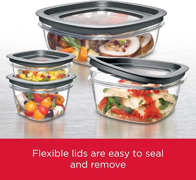 Rubbermaid Premier Food Storage Container, 10 Piece Set, Grey, BPA-Free, Microwave & Dishwasher Safe - Image 3