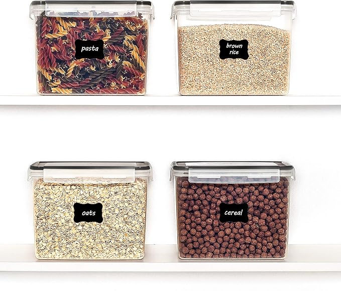 Vtopmart 3.6L Food Storage Containers, 4 PCS, Black | Airtight Seal, BPA Free, Food Grade Material, Dishwasher Safe (Not Lids), 4 Measuring Cups, 24 Labels - Image 4