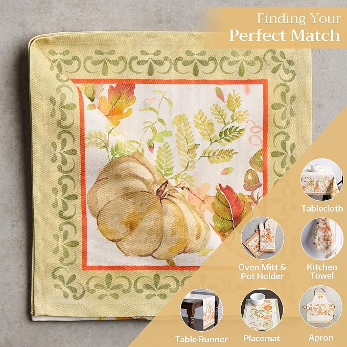Maison d' Hermine Cloth Napkins Set of 4 Reusable 100% Cotton (20" x 20") | Everyday Square Napkins Cloth Washable Dinner Wedding Restaurant Hotel Kitchen Thanksgiving Christmas - Pumpkin Passion - Image 5