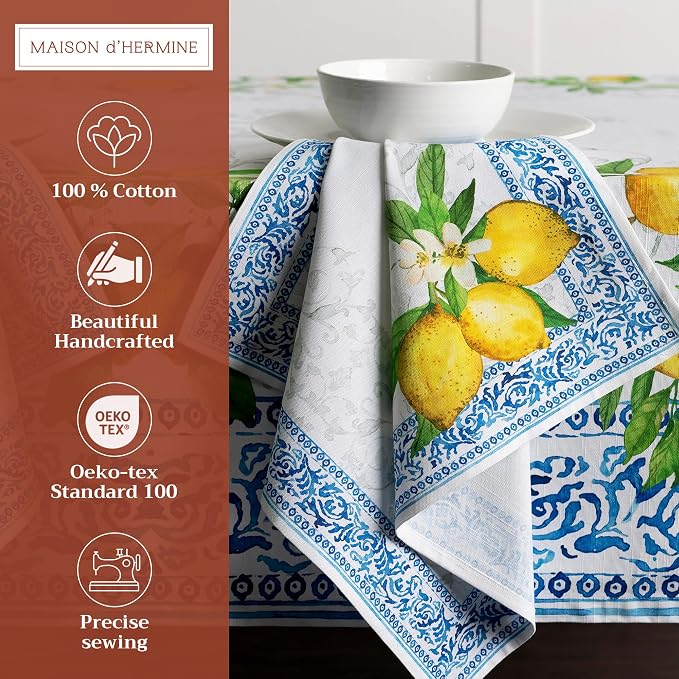 Maison d' Hermine Cloth Napkins Set of 4 Reusable 100% Cotton (20" x 20") | Everyday Square Napkins Cloth Washable Dinner Party Wedding Restaurant Hotel Kitchen Spring Summer - Cedrat - Image 2