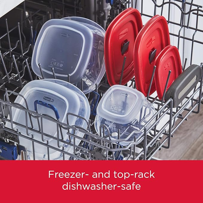 Rubbermaid 16-Piece BPA-Free Plastic Food Storage Set, Red Vented Lids - Microwave, Dishwasher Safe: Perfect for Meal Prep, Leftovers, and Kitchen Organization - Image 6