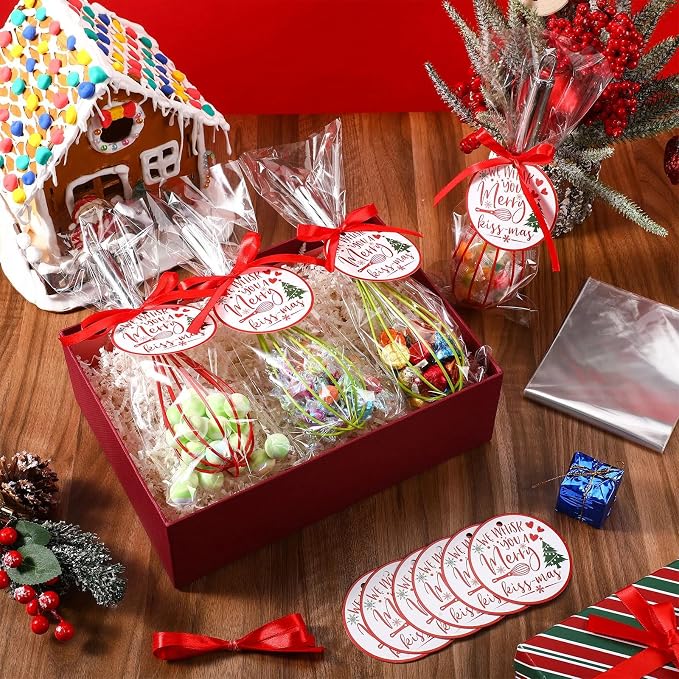 FoldTier 36 Sets 10 Inch Christmas Whisks Gifts DIY Fillable Christmas Tree Ornaments Xmas Colored Silicone Whisks for Cooking Heat Resistant Egg Beaters with Card Rope Bag for Candy Holder - Image 7