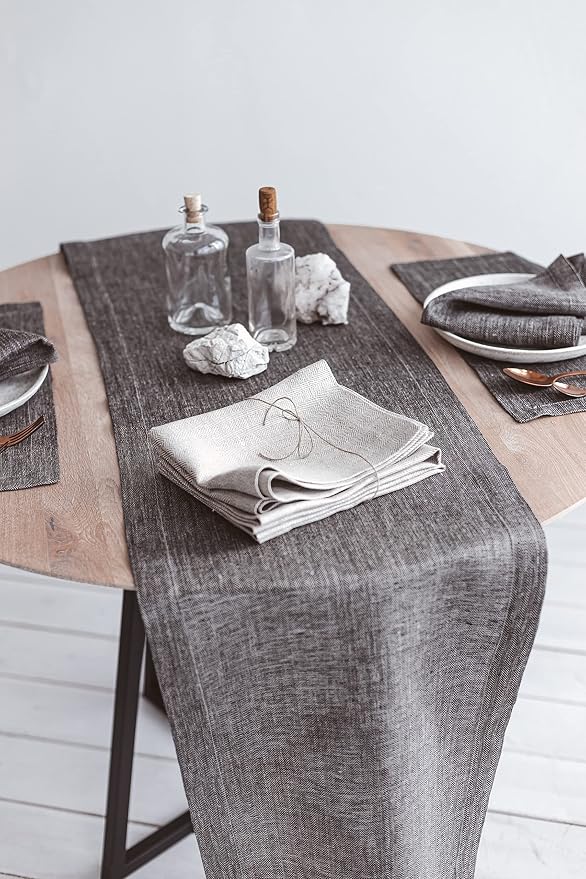 Pure 100% Flax Linen Napkins - Cloth Napkins set of 8 - White-Natural Herringbone 20x20-inch Napkins Cloth Washable - Reusable Fabric Dinner Table Napkins - Image 3