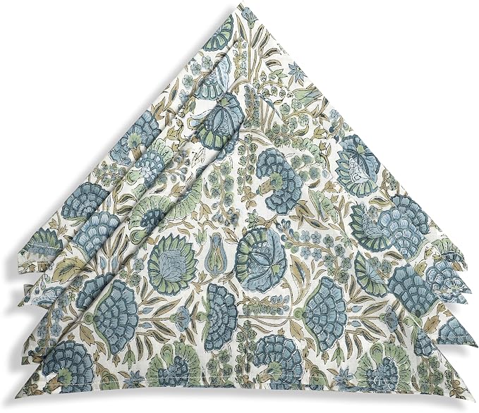 Asparagus Green Hand Block Print 100% Cotton Napkins 18" x 18" (Set of 4) Reuseable Kitchen Napkins Cloth Decor Dinner Party Wedding Cocktail Gift for Spring, Easter, Summer - Image 6