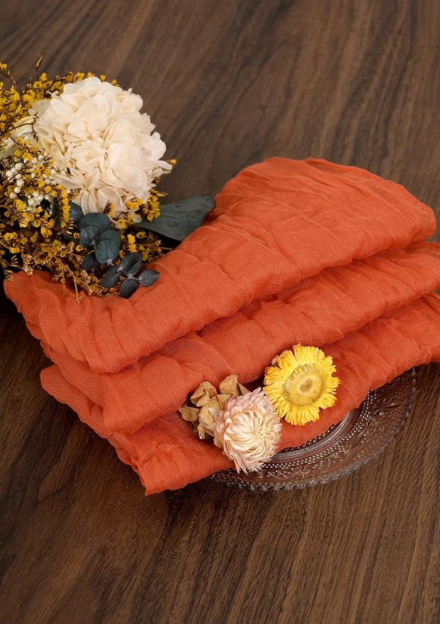fani 60 Pack Gauze Cheesecloth Napkins, 20 x 20 in, Burnt Orange | Wrinkled Table Napkins, Soft Cotton, Rustic Decorative, Weddings, Party, Dinner Table, Everyday Use - Image 7