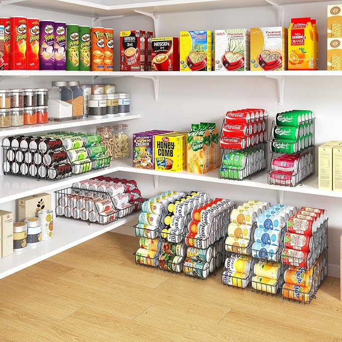 4-Tier Stackable Can Rack Organizer for Kitchen Pantry,Max Can Storage Holder,Durable Can Dispenser & Canned Goods Organizer for Fridge,Hold More 44 Cans, for Various Ounces of Canned Food Soda Drinks - Image 5