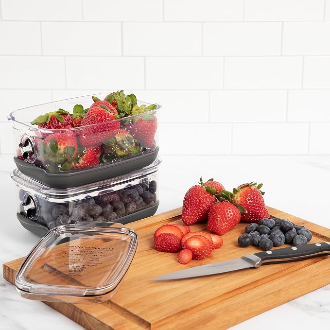 Progressive ProKeeper Stackable Produce ProKeeper Storage Container with Stay-Fresh Vent System (PKS-912 (1.2 qt Berry Keeper)) - Image 6