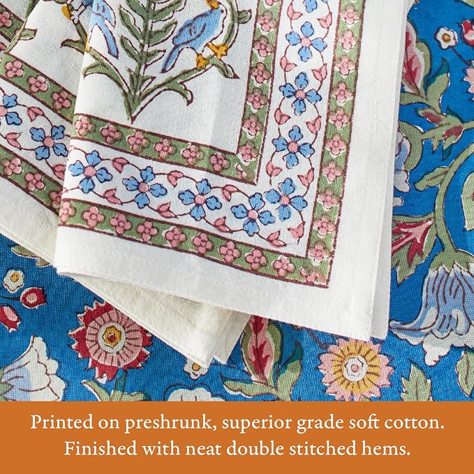 100% White Cotton Dinner Napkins, Set of 6, Hand Printed Enchanted - CP Design, Fair Trade, Washable Cloth Napkins for Parties & Cocktails 20x20 in - Image 4