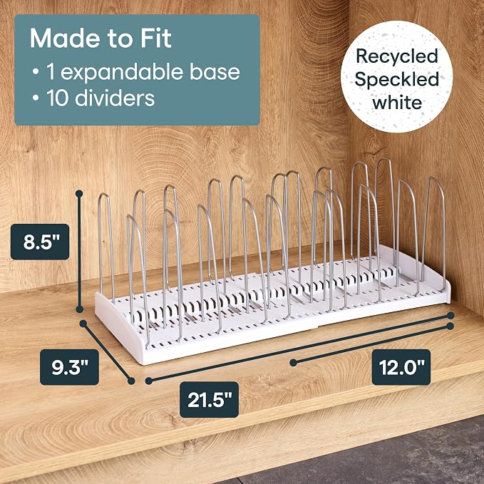 YouCopia StoreMore Expandable Cookware Rack with Tall Steel Wires, 12.5"-22" Wide Adjustable Pan Organizer for Kitchen Cabinet Storage, Premium Edition - Image 5