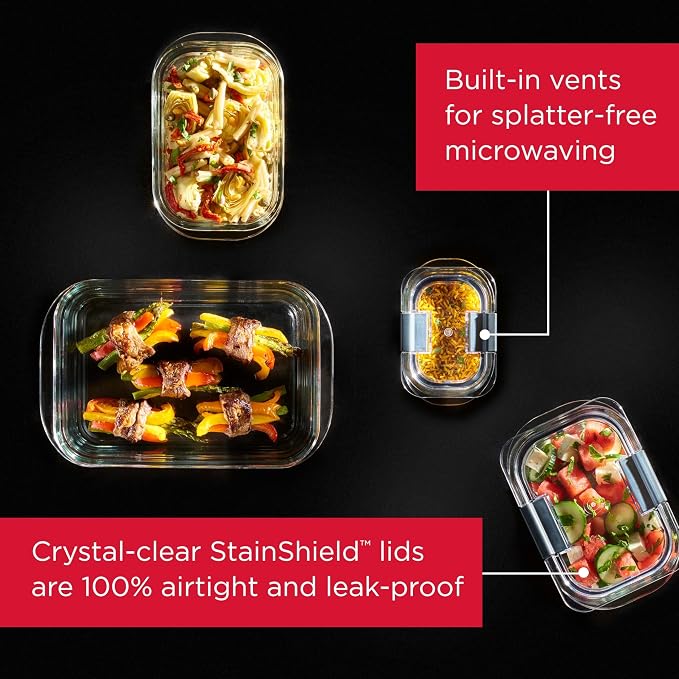 Rubbermaid Brilliance Glass Food Storage Containers, 8 Cup, Set of 2, BPA-Free, Leak-Proof, Clear - Image 2