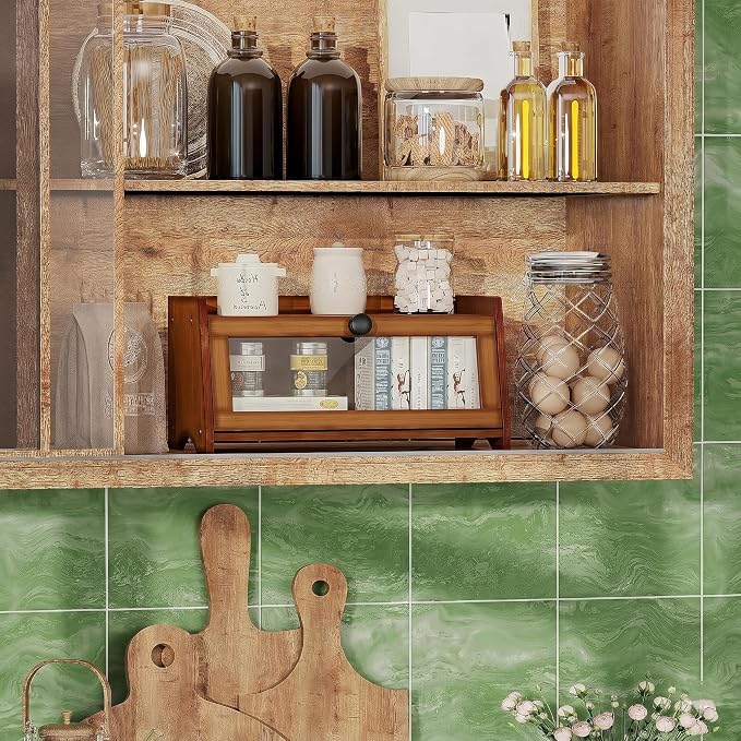 BAMBANG Bread Box for Kitchen Countertop, Bamboo Bread Box for Homemade Bread, Wooden Farmhouse Bread Storage Container, Large Breadbox Bread Bin Organizer for Counter Cabinet Pantry, Brown - Image 7