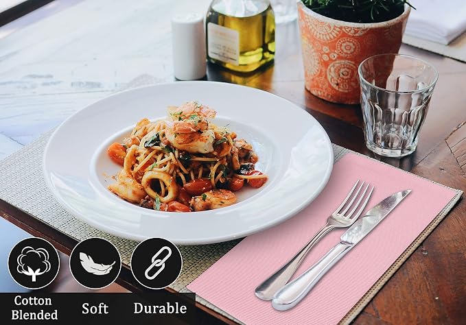 Ruvanti Cloth Napkins Set of 12, 18x18 Inches Napkins Cloth Washable, Soft, Durable, Absorbent, Cotton Blend. Table Dinner Napkins Cloth for Hotel, Christmas, Dinner, Parties - Pink - Image 8