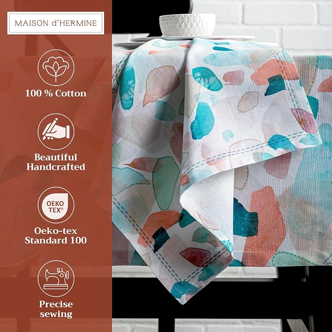 Maison d' Hermine Cloth Napkins Set of 4 Reusable 100% Cotton (20" x 20") | Everyday Square Napkins Cloth Washable Dinner Party Wedding Restaurant Hotel Kitchen Spring Summer - Summer Picnic - Image 2