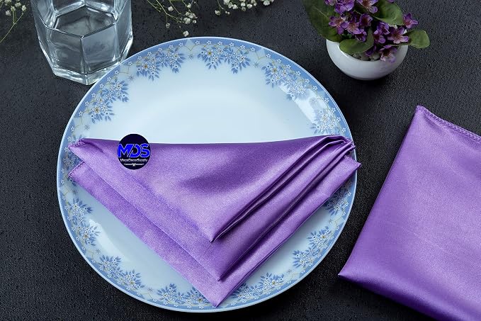 Set of 100 PCS Satin Napkin 12x12 Inch Square, Dinner Table Napkins for Wedding, Bulk Silky Sateen Cloth Napkins for Restaurant Banquet Graduation Birthday Party Decoration - Lavender - Image 6