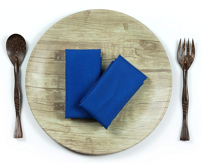 Pack of 100 Polyester Napkins 17 x 17 Inch Square with Scalloped Edge, Plain Washable Reusable Dining Table Cloth Napkin for Wedding Party Banquet Home Restaurant Bistro Decoration - Royal Blue - Image 4
