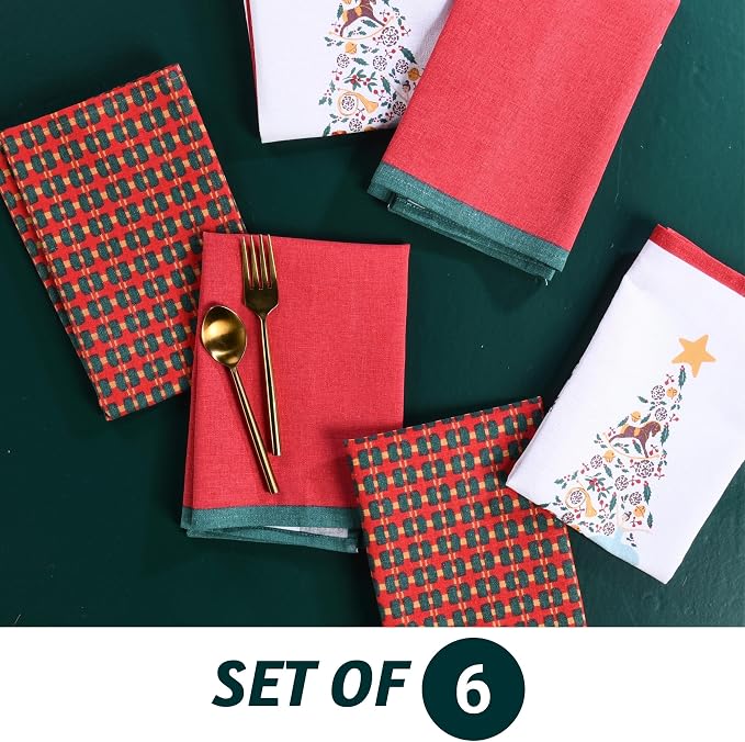 Folkulture Christmas Cloth Napkins, Cotton, Nutcracker Magic, Set of 6 | 18" X 18" Premium Decorative Napkins for Dinner, Farmhouse , Table Décor, Christmas Table & Kitchen Decorations, - Image 2