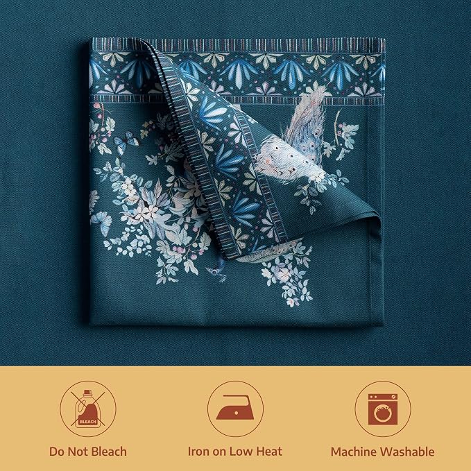 Maison d' Hermine Cloth Napkins Set of 4 100% Combed Cotton (20" x 20") | Everyday Square Napkins Cloth Washable Dinner Party Wedding Hotel Kitchen Spring Summer - Peacock Utopia - Deep Sea - Image 8