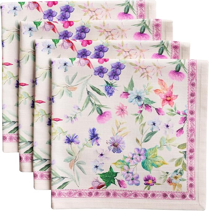 Maison d' Hermine Cloth Napkins Set of 4 Reusable 100% Cotton (20" x 20") | Everyday Square Napkins Cloth Washable Dinner Party Wedding Restaurant Hotel Kitchen Spring Summer - Chardon by MaisondHermine