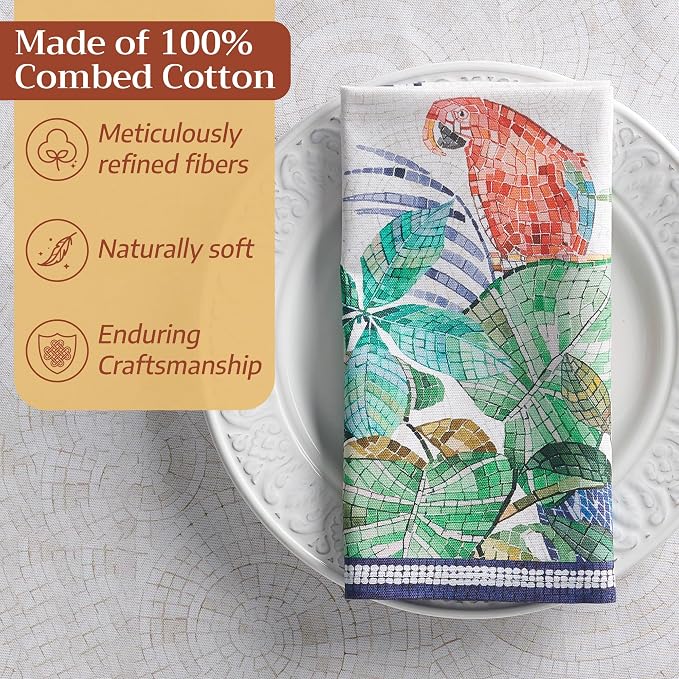 Maison d' Hermine Cloth Napkins Set of 4 100% Combed Cotton (20" x 20") | Everyday Square Napkins Cloth Washable Dinner Party Wedding Restaurant Hotel Kitchen Spring Summer - Mosaic - Image 4