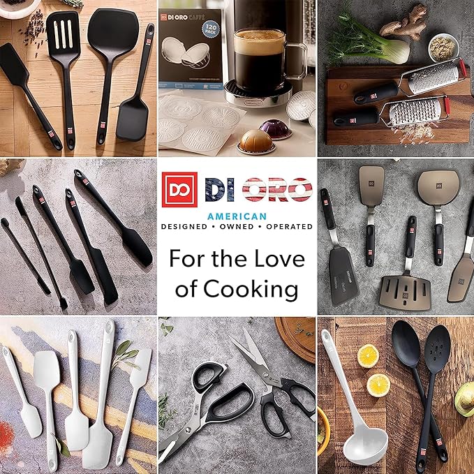 DI ORO Silicone Spatula Set - Rubber Kitchen Spatulas for Baking, Cooking, & Mixing - 600°F Heat-Resistant & BPA Free Silicone Scraper Spatulas for Nonstick Cookware - Dishwasher Safe (5pc, Stone) - Image 8