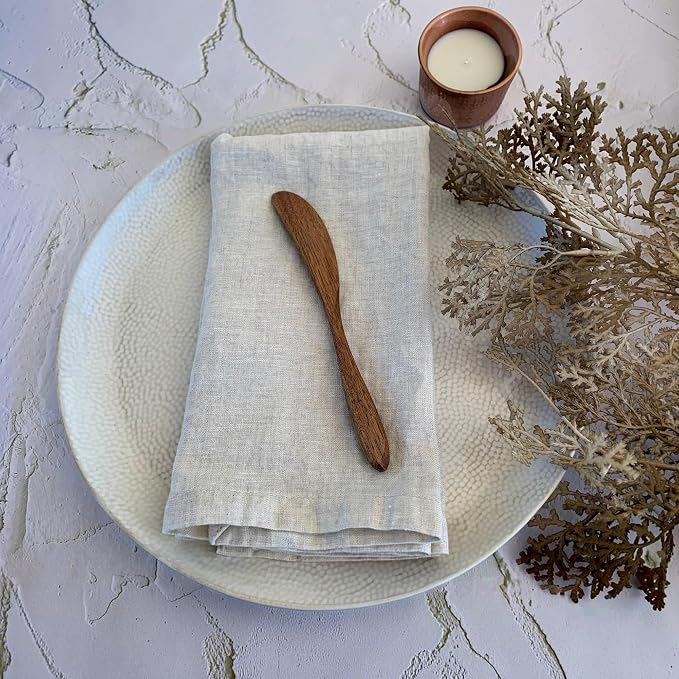 Linen Napkins –100% French Flax – Stonewashed Pure Linen Cloth Napkins - Size 18 Inch x 18 Inch – Set of 4 (Natural) - Image 4