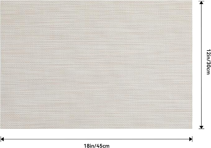 Leetaltree Beige White Placemats Set of 4 - Heat Resistant Non-Slip Place mats for Dining Table, Washable Durable PVC Vinyl Woven Table Mats(Beige White, 4) - Image 9