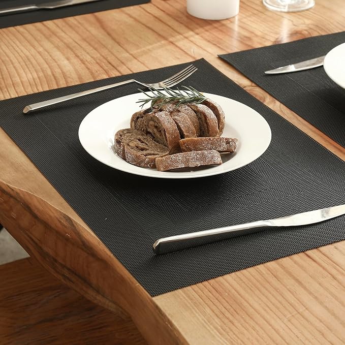 Leetaltree Black Frame Placemats Set of 24 - Heat Resistant Non-Slip Place mats for Dining Table, Washable Durable PVC Vinyl Woven Table Mats(Black Frame, 24) - Image 2