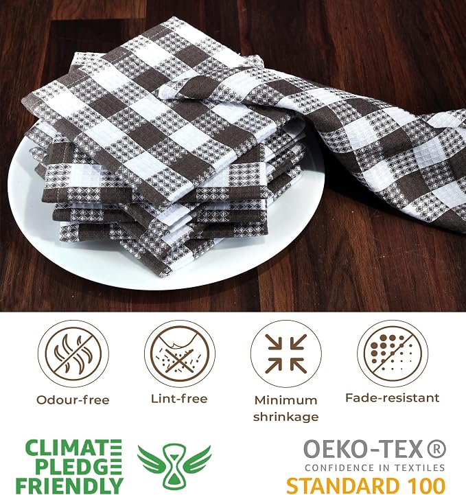 Urban Villa Kitchen Towels Cotton Dish Towels 12”x12” (Set of 8) Grey White - Image 3