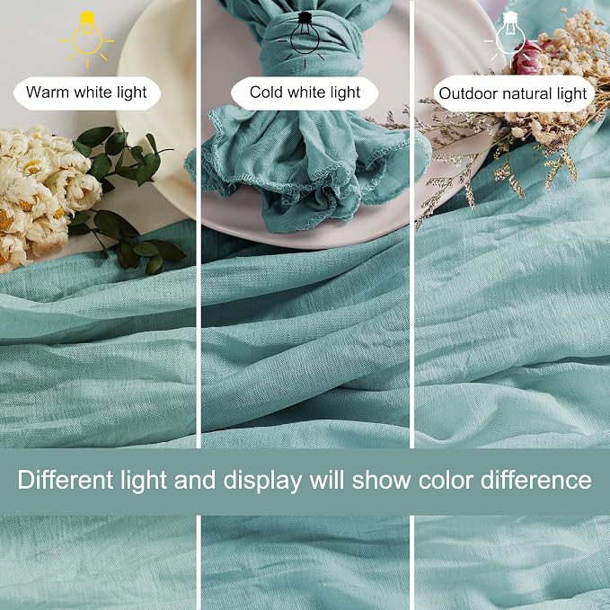 LZY 120 Pack Gauze Cheesecloth Napkins 20x20 Inch Dinner Cloth Napkins, Soft Boho Table Napkins Rustic Wrinkled Cheese Cloth Napkins Bulk for Wedding Party Baby Shower Event Decor (Light Blue) - Image 3