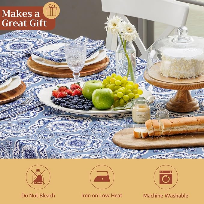 Maison d' Hermine Cloth Napkins Set of 4 Reusable 100% Cotton (20" x 20") | Everyday Square Napkins Cloth Washable Dinner Party Wedding Restaurant Hotel Kitchen Spring Summer - Melodie Bleue - Image 5