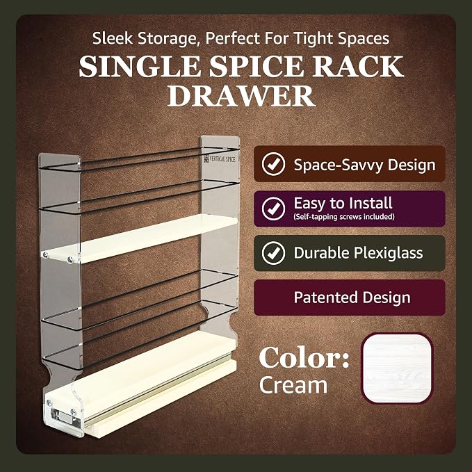 Narrow Spice Rack - Sliding Spice Jars Organizer - Pantry Organizers & Storage - Slide Out Drawers for Kitchen Cabinets - Seasoning Caddy (2.3" W x 10.75" H x 10.6" D, Assembled) - Image 4