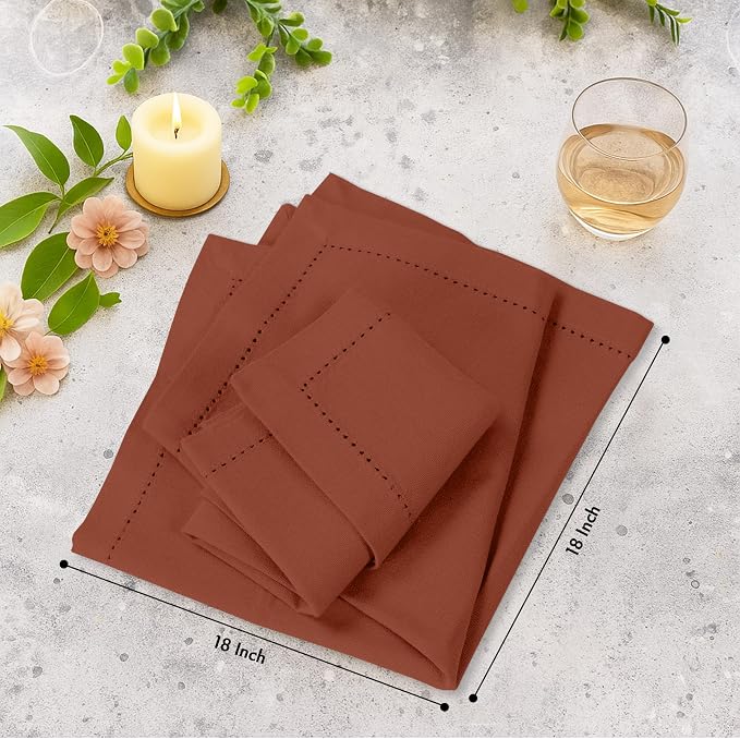 Ruvanti Cloth Napkins Set of 12, 100% Cotton High GSM 18x18 Inches, Hem Stitched Corners, Soft, Washable, Highly Durable & Absorbent, Perfect for Parties, Christmas, Thanksgiving Dinners – Rust - Image 7