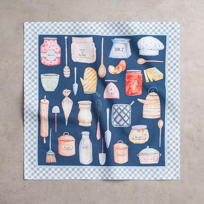 Maison d' Hermine Cloth Napkins Set of 4 Reusable 100% Cotton (18" x 18") | Everyday Square Napkins Cloth Washable Dinner Party Wedding Restaurant Hotel Kitchen Spring Summer - Let's Bake - Image 8