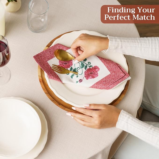 Maison d' Hermine Cloth Napkins Set of 4 Reusable 100% Cotton (18" x 18") | Everyday Square Napkins Cloth Washable Dinner Party Wedding Restaurant Hotel Kitchen Spring Summer - Poppy - Image 5