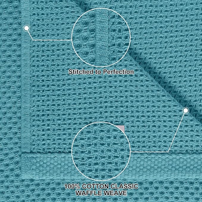 Homaxy 12 Pack 100% Cotton Kitchen Towels and Dishcloths Set, Lake Blue | 12 x 12 Inches and 13 x 28 Inches Kitchen Towels Set, Ultra Soft Absorbent Dish Cloths for Washing Dishes - Image 2