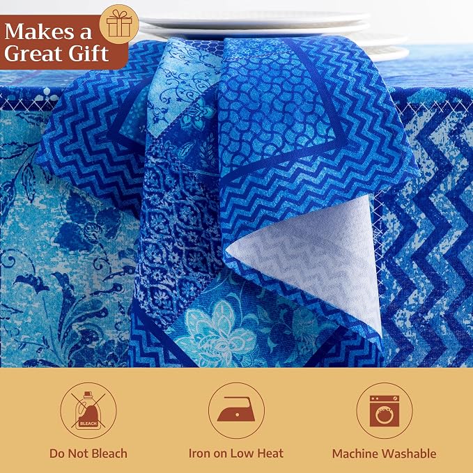 Maison d' Hermine Cloth Napkins Set of 4 Reusable 100% Cotton (20" x 20") | Everyday Square Napkins Cloth Washable Dinner Party Wedding Restaurant Hotel Kitchen Spring Summer - Indigo Love - Image 5
