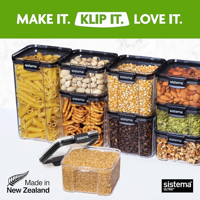 Sistema Tritan Ultra Airtight Pantry & Kitchen Storage Containers, 3-Pack, Clear Stackable Square Food Storage, BPA-Free, Dishwasher & Freezer-Safe (Microwave-Safe Without Lid) - Image 7
